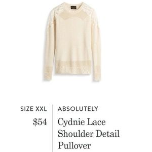 Stitch Fix lace detail pullover!! XXL